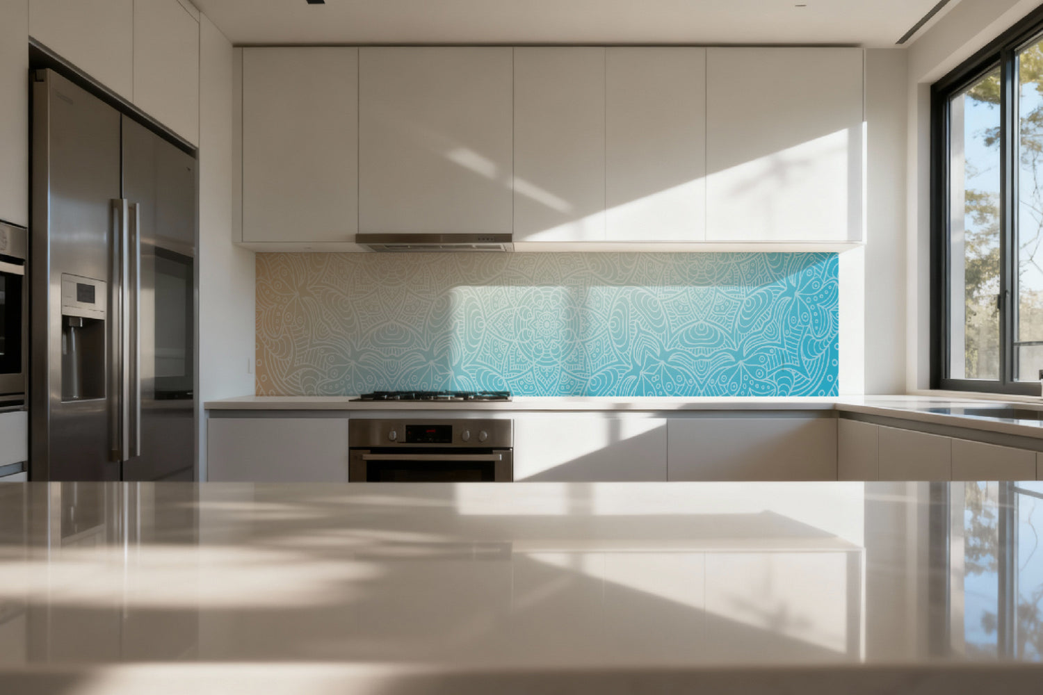 Küchenrückwand Mandala Blau