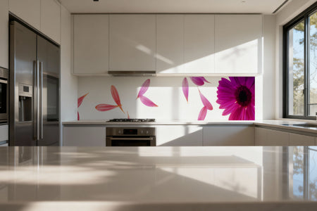 Küchenrückwand mit Blüten