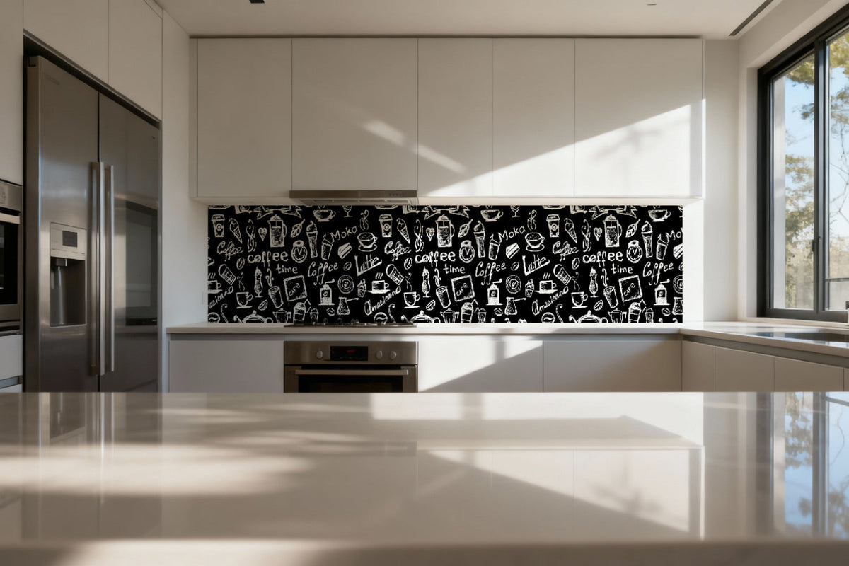 Küchenrückwand Kaffee-Design Schwarz
