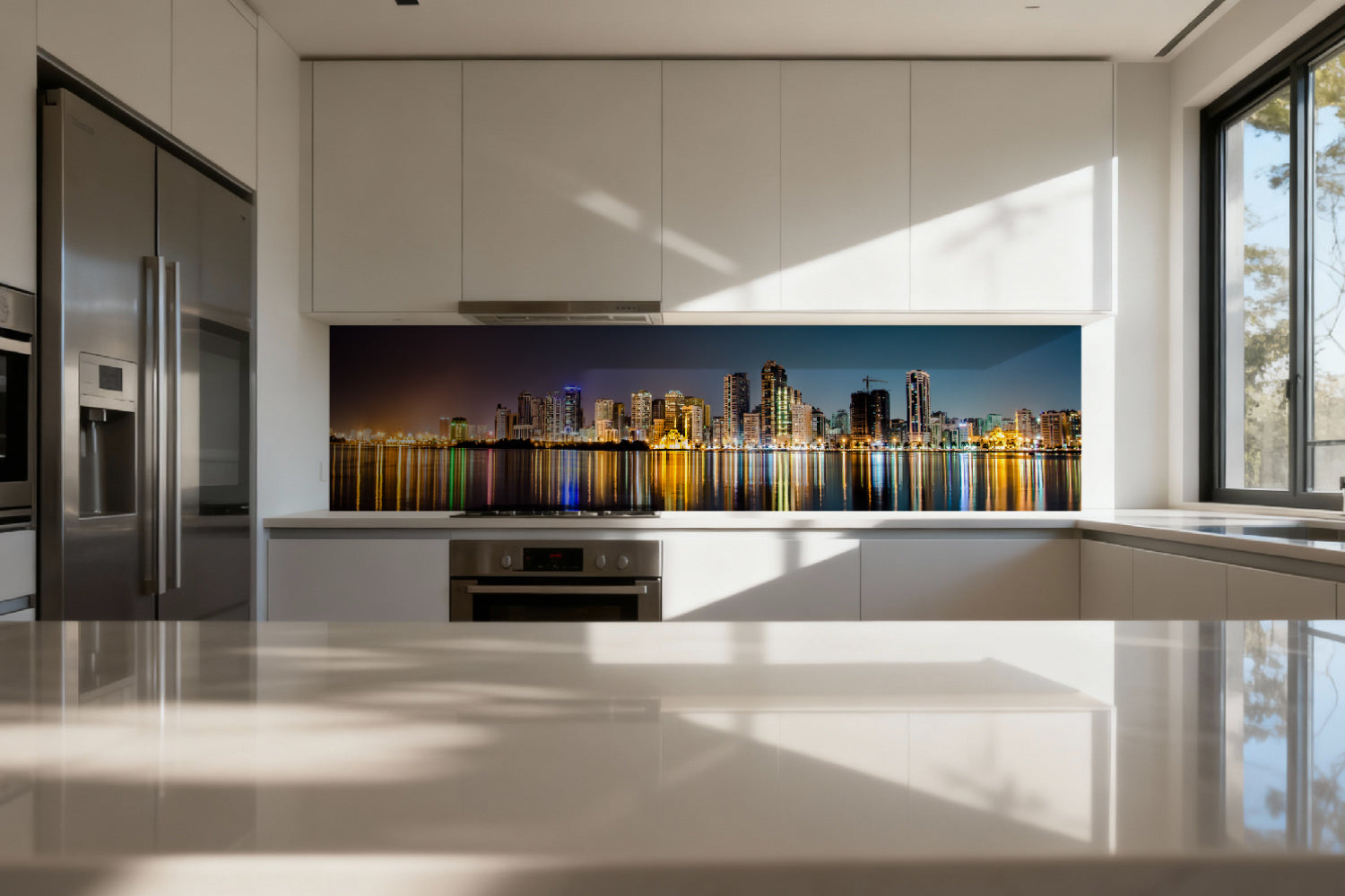 Küchenrückwand Skyline mit Lichtern