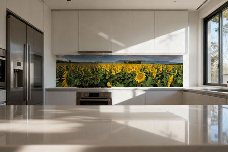 Küchenrückwand Sonnenblumenfeld Panorama