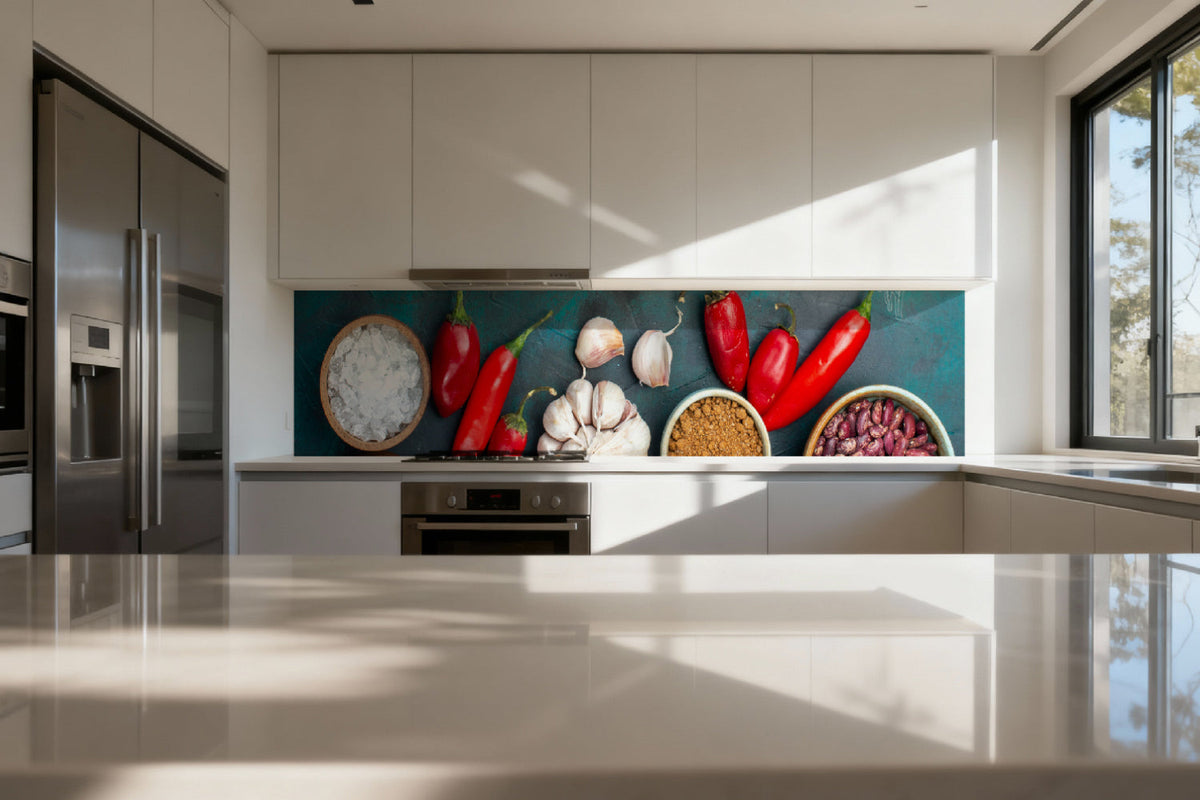 Küchenrückwand Chili & Knoblauch