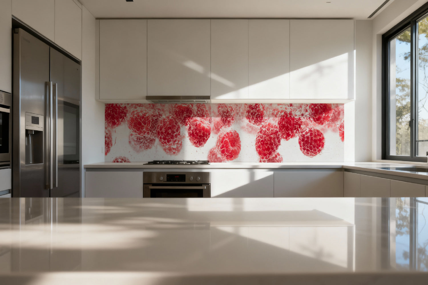 Küchenrückwand Himbeeren Sprudel