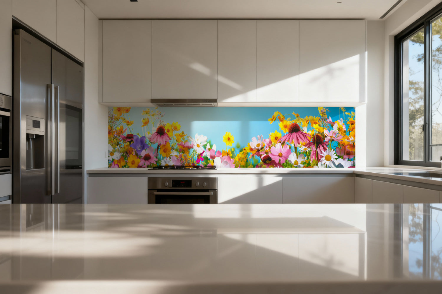 Küchenrückwand Blumenwiese bunt