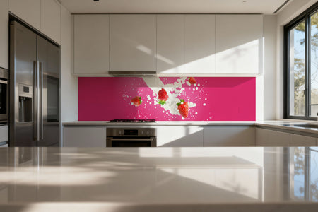 Küchenrückwand Erdbeeren & Milch