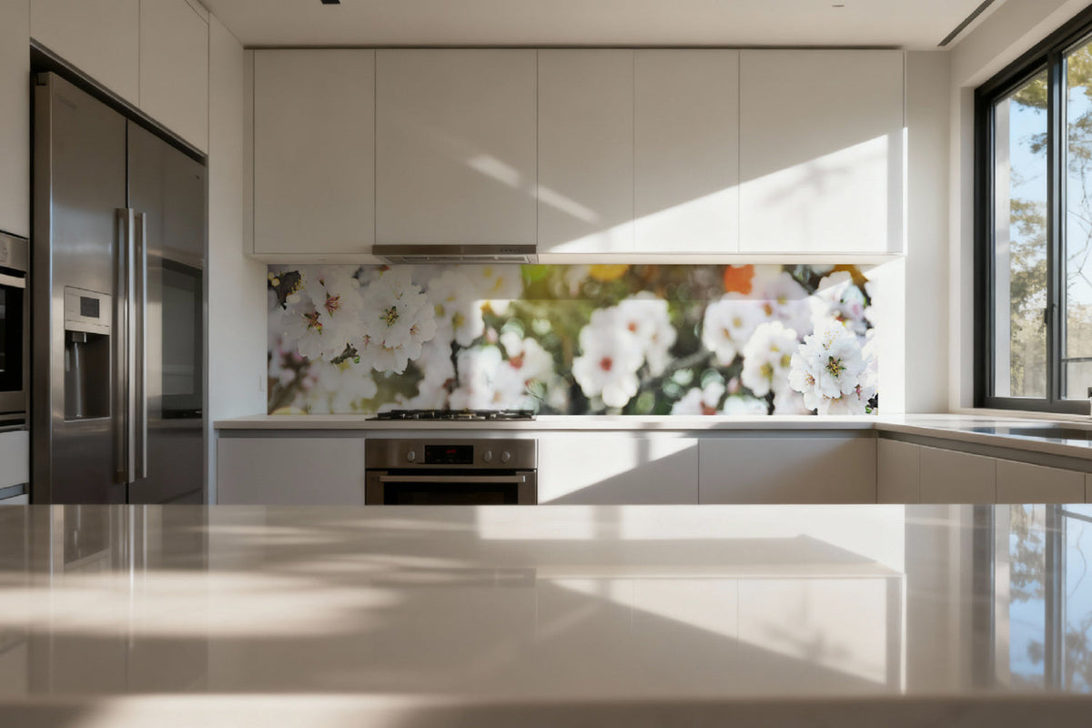 Küchenrückwand Weiße Blüten Frühling