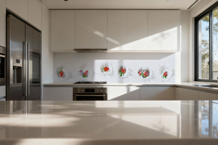 Küchenrückwand Erdbeeren Milch Splash