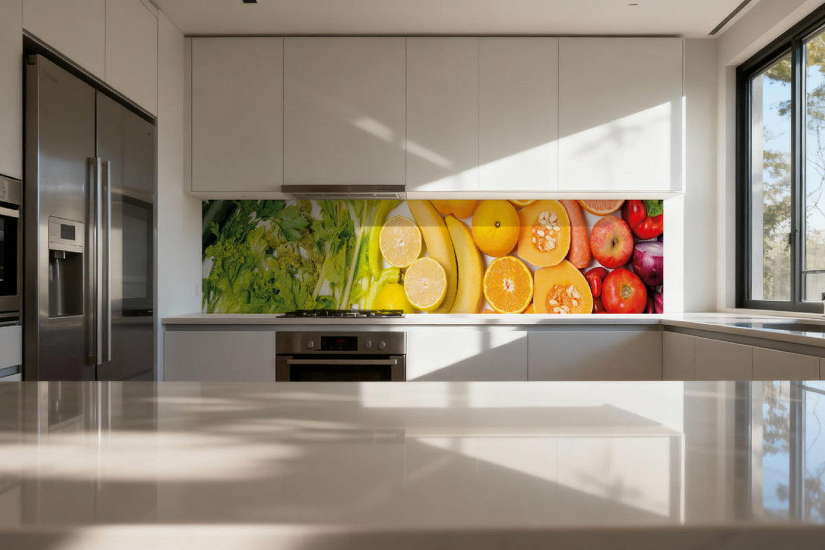 Küchenrückwand Obst Gemüse Farbmix