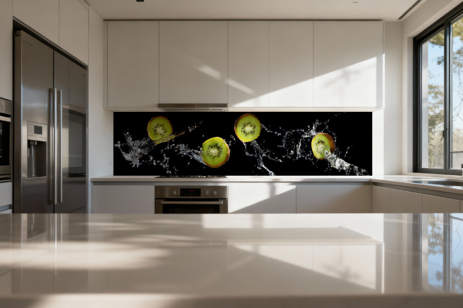 Küchenrückwand Kiwi Spritzwasser Effekt