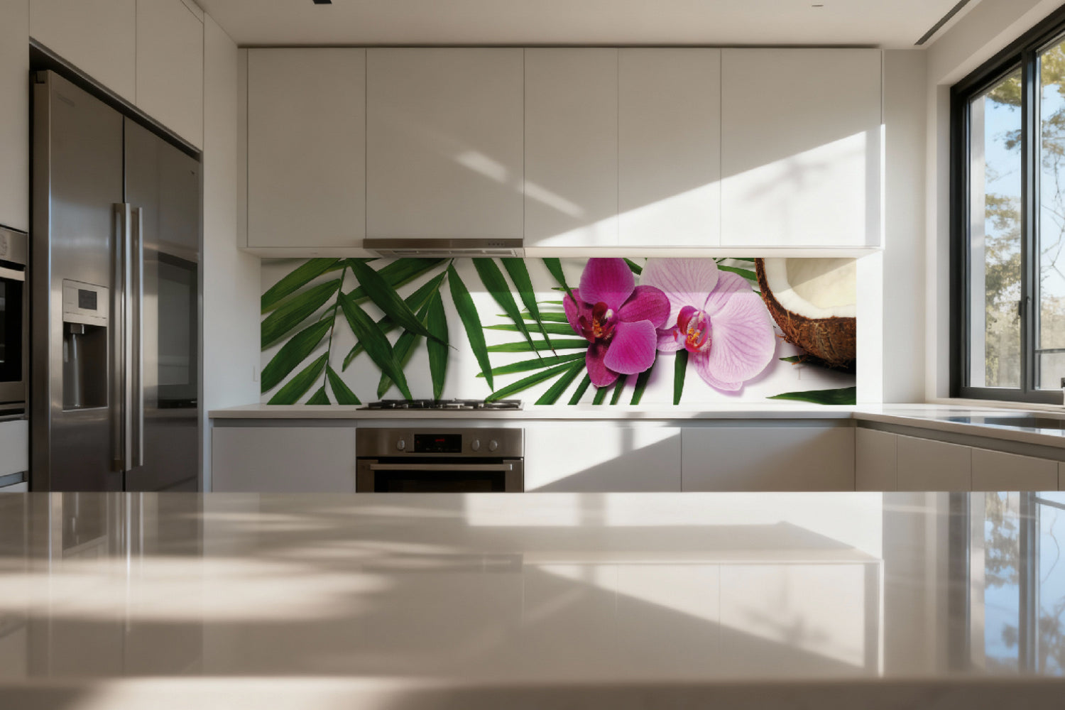 Küchenrückwand Orchidee und Kokos Design