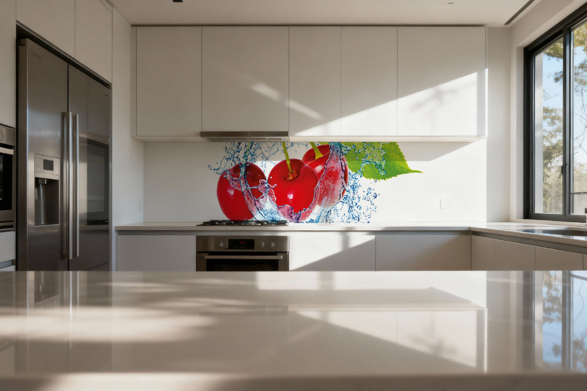 Küchenrückwand Kirschen im Wasser Splash