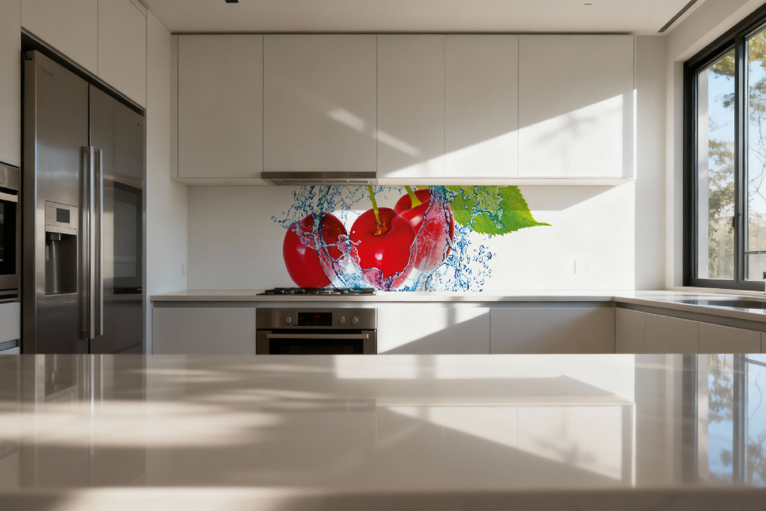 Küchenrückwand Kirschen im Wasser Splash