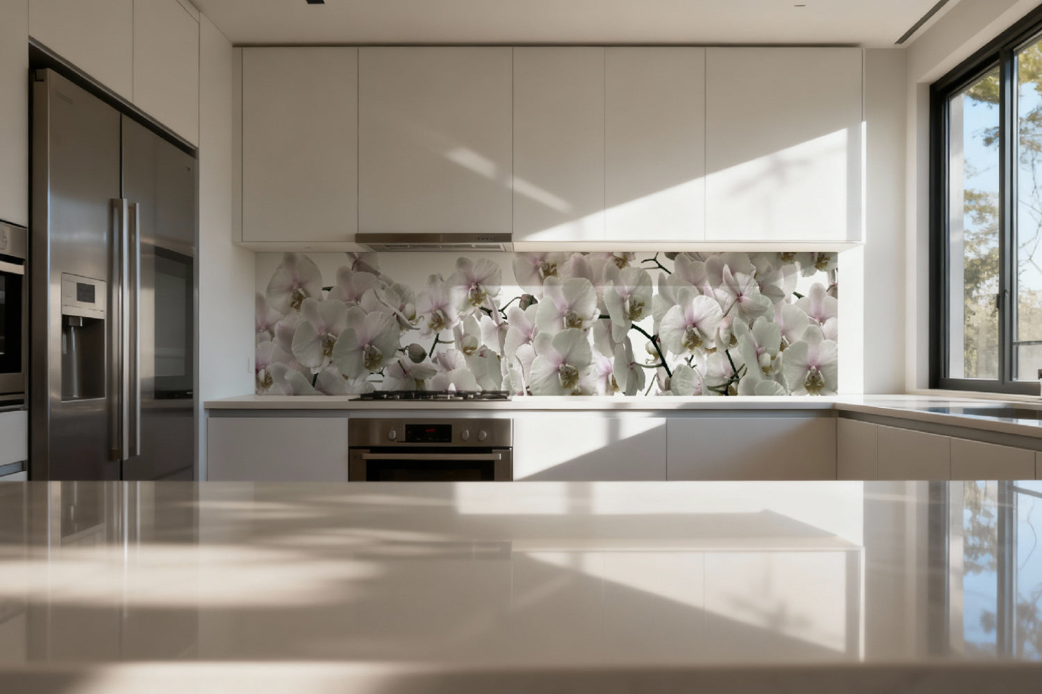 Küchenrückwand Orchideen Blüten