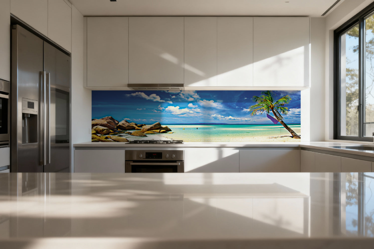 Küchenrückwand Traumstrand mit Palme