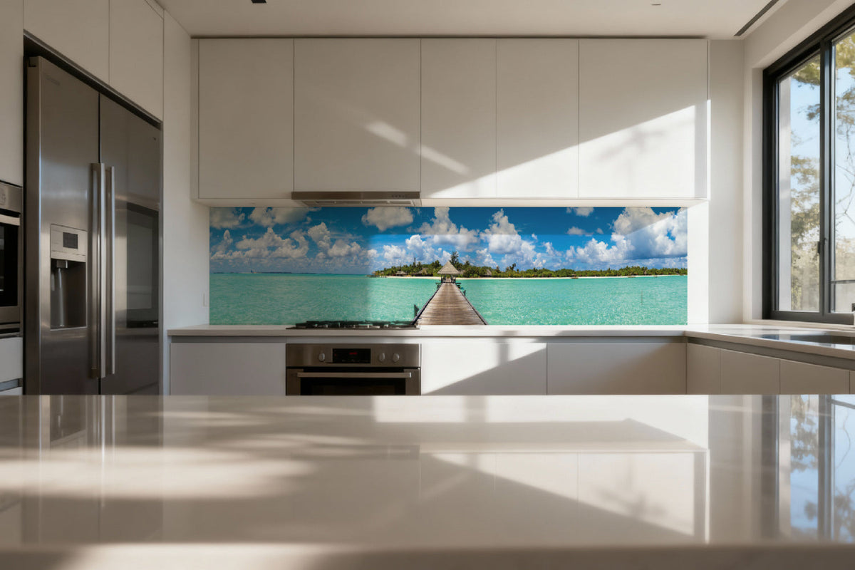 Küchenrückwand Tropischer Steg zur Insel