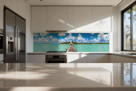 Küchenrückwand Tropischer Steg zur Insel