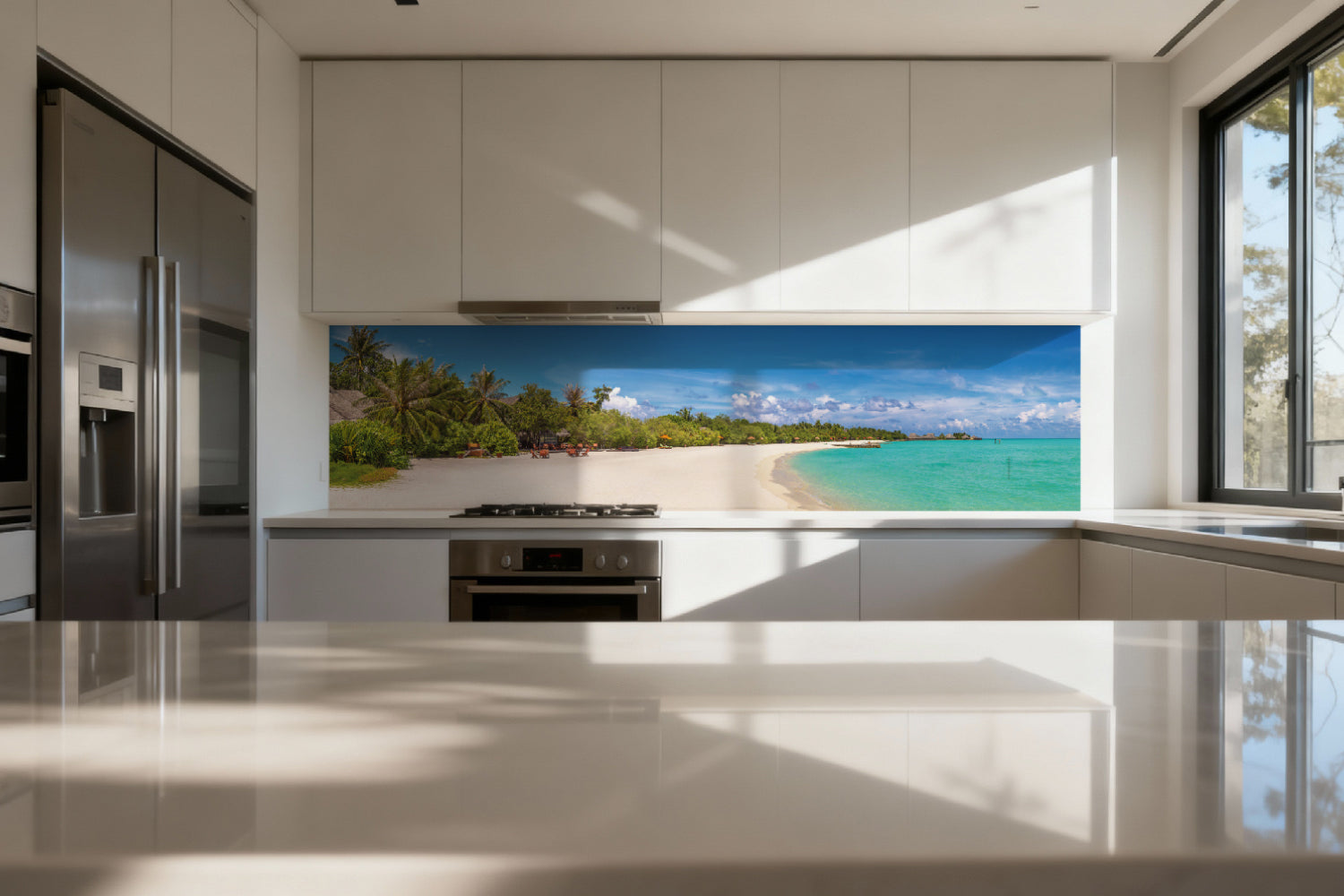 Küchenrückwand Traumstrand mit Palmen