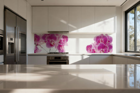 Küchenrückwand Rosa Orchideenblüten
