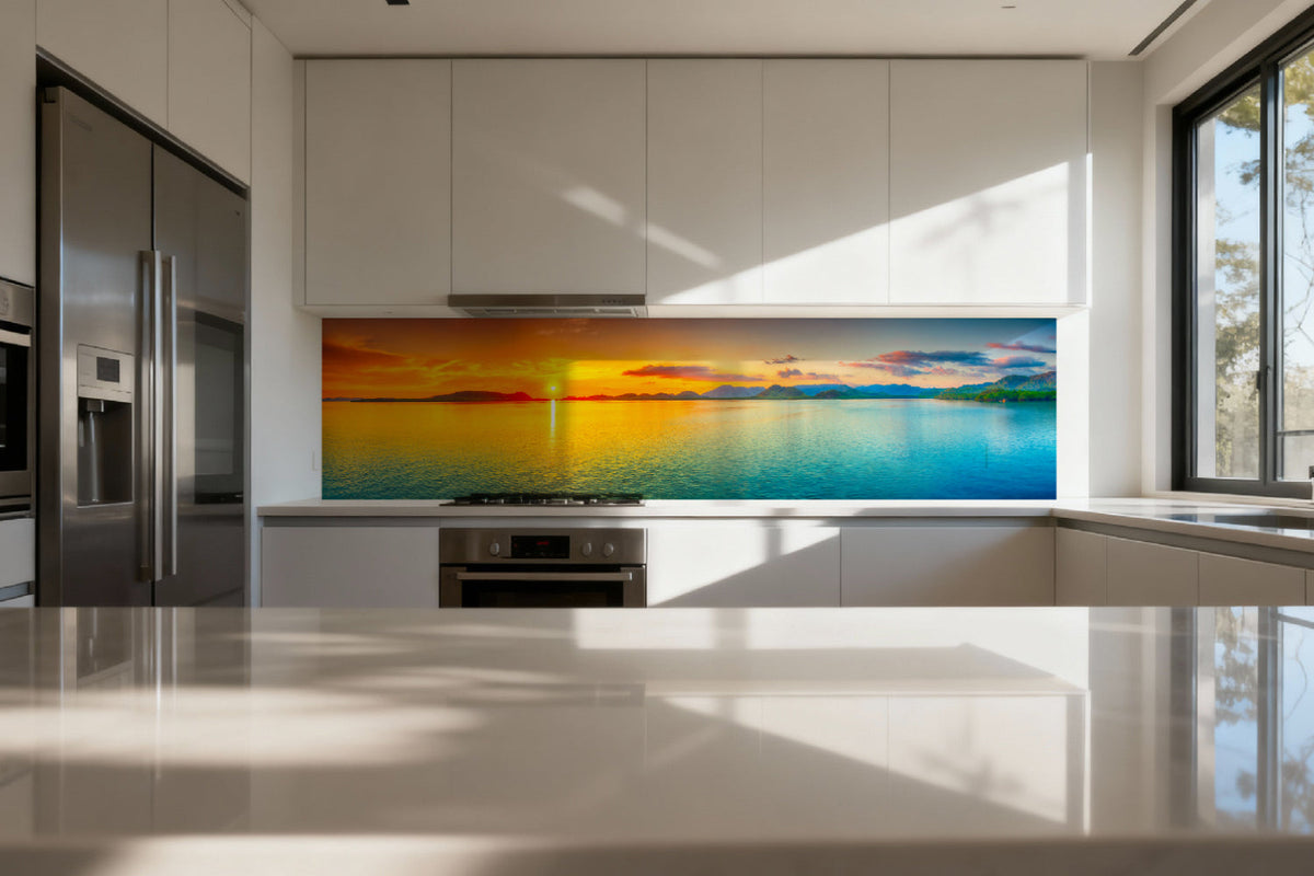 Küchenrückwand Meerblick im Sonnenuntergang