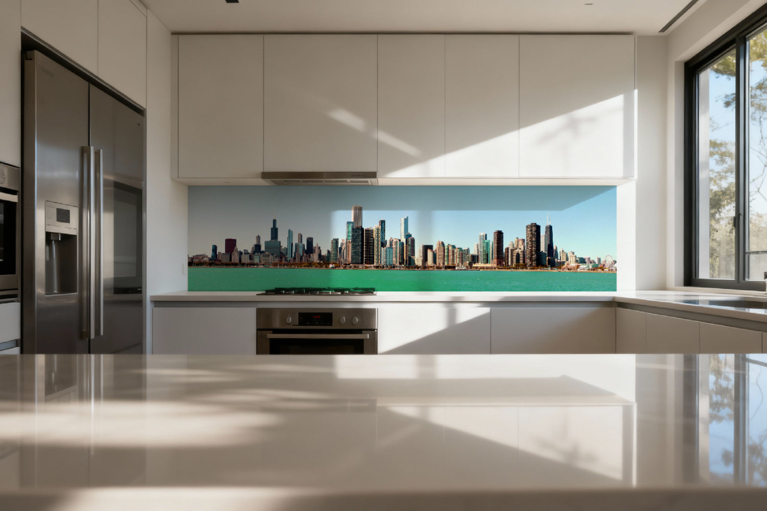 Küchenrückwand Stadtansicht am See