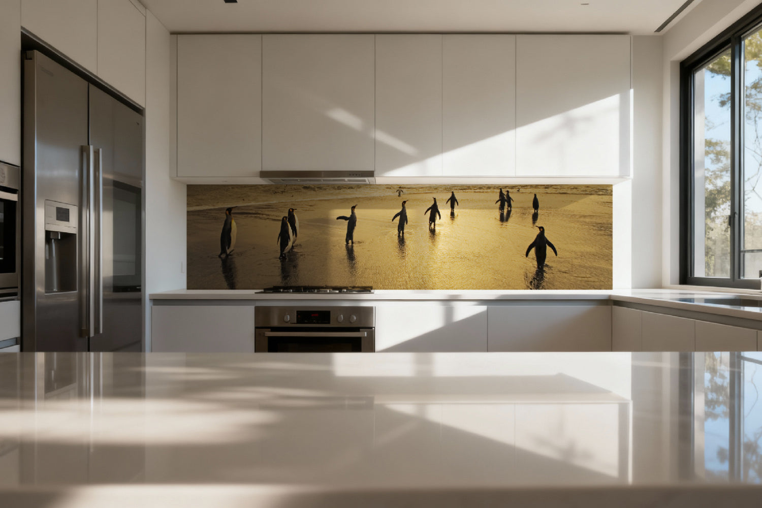 Küchenrückwand Pinguine am Strand