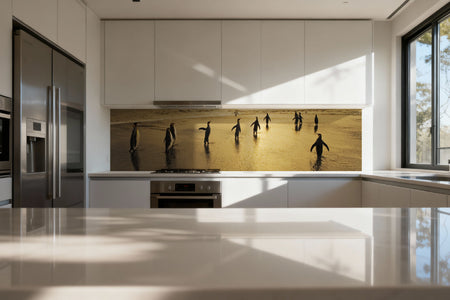 Küchenrückwand Pinguine am Strand