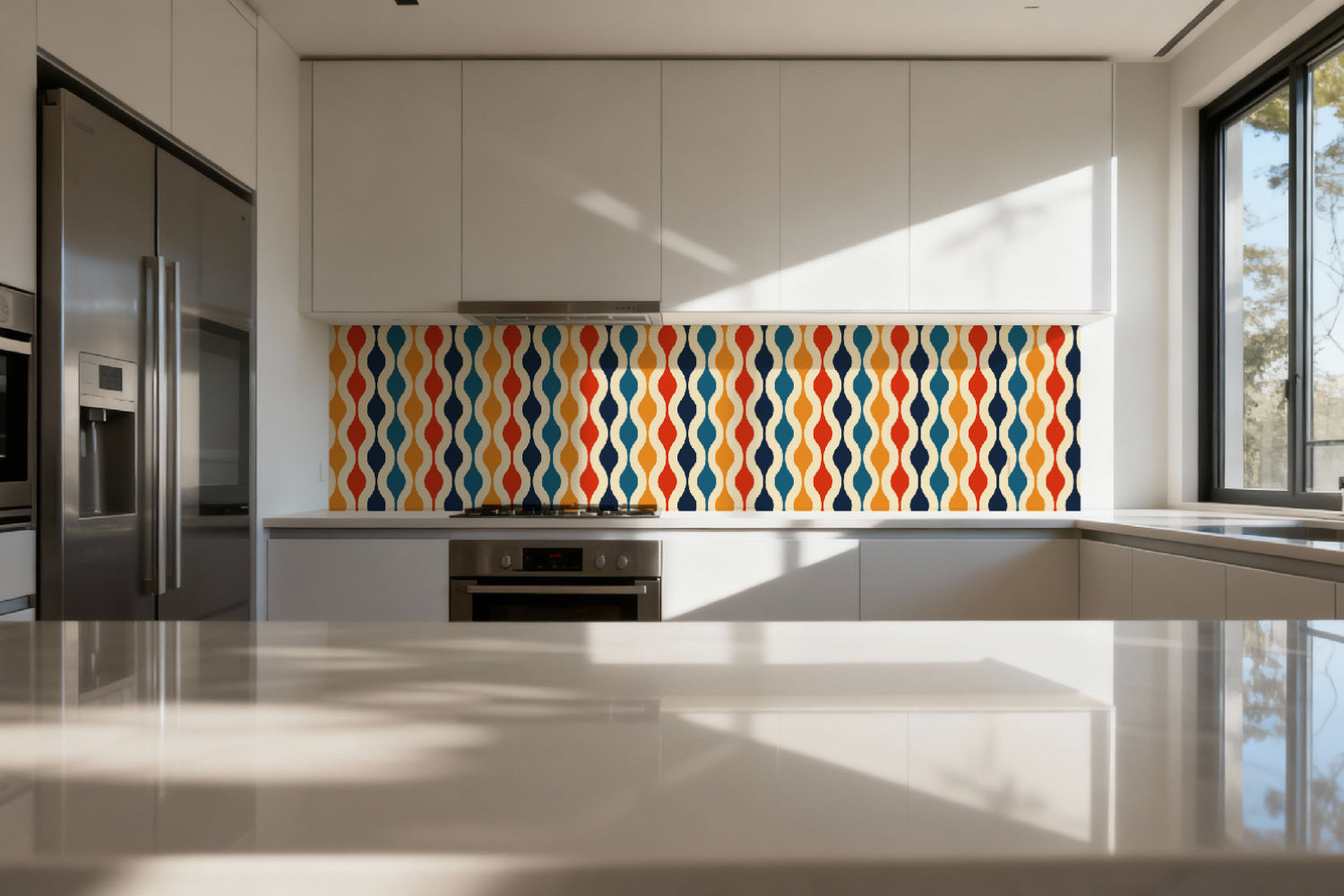 Küchenrückwand Retro Wellen
