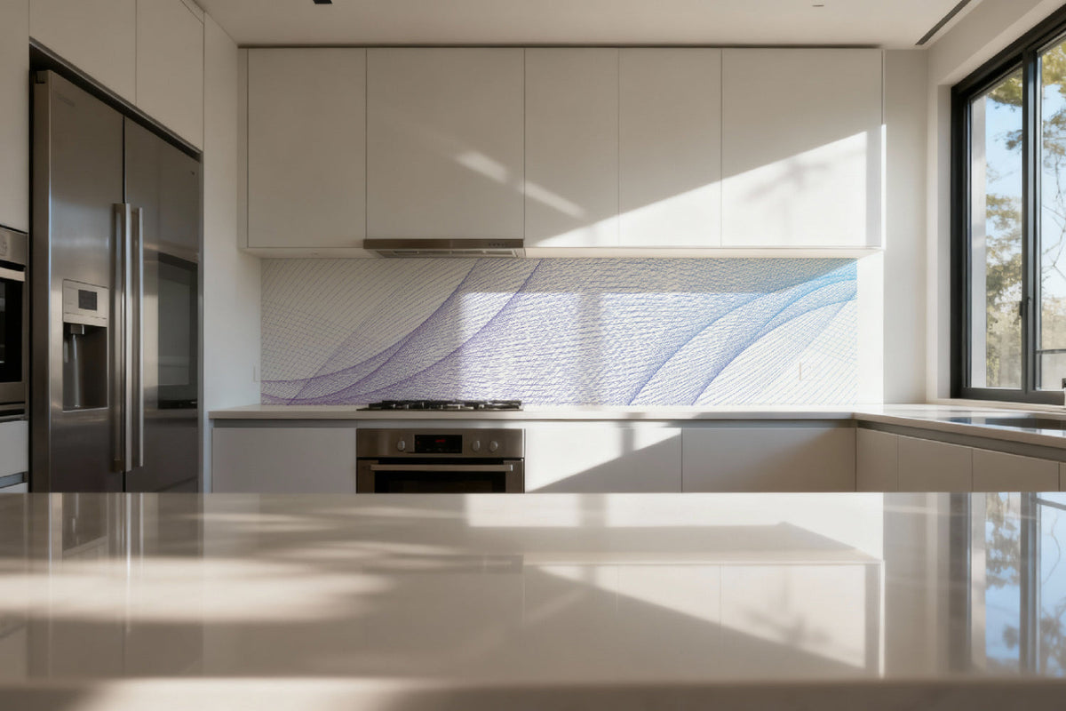 Küchenrückwand Linien Design Blau Violett