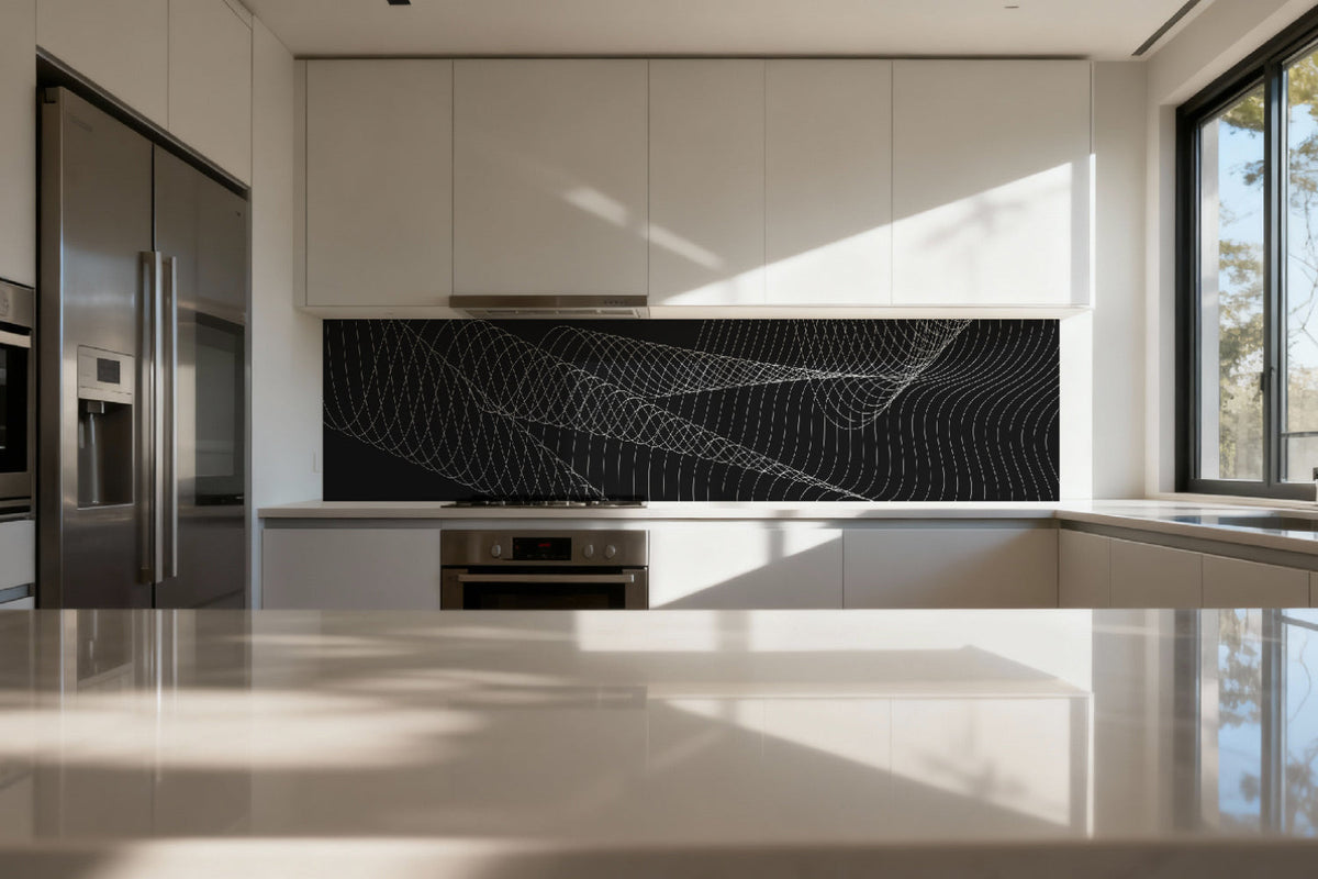 Küchenrückwand Schwarz Weiß Linien Design