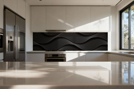 Küchenrückwand Schwarz Wellen Design