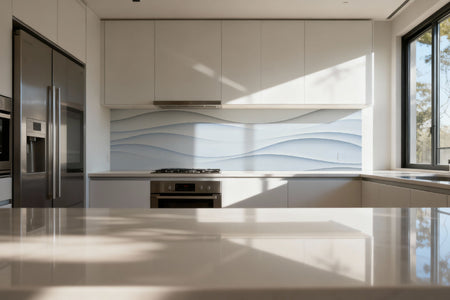 Küchenrückwand Weiß 3D Wellen Design