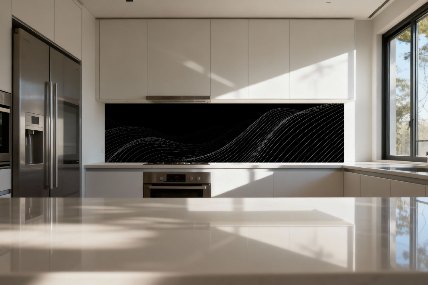 Küchenrückwand Schwarz Linien Design
