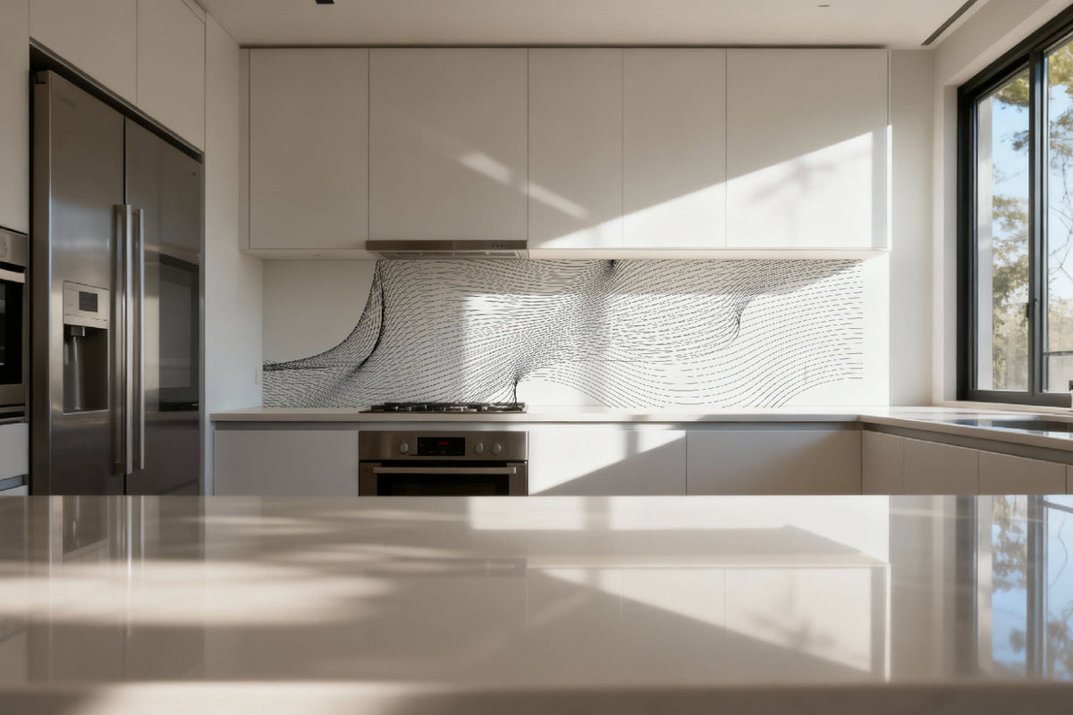 Küchenrückwand Schwarz Weiß Linien Design