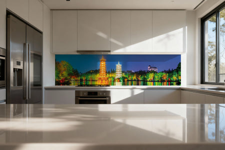 Küchenrückwand China Tempel bei Nacht