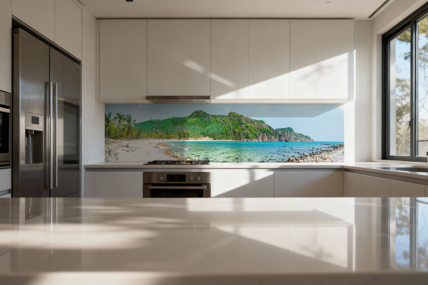 Küchenrückwand Tropischer Strand mit Palmen