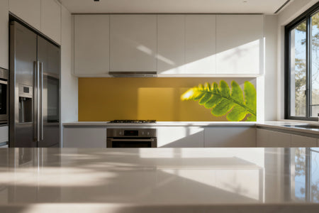 Küchenrückwand Grünes Blatt im Sonnenlicht