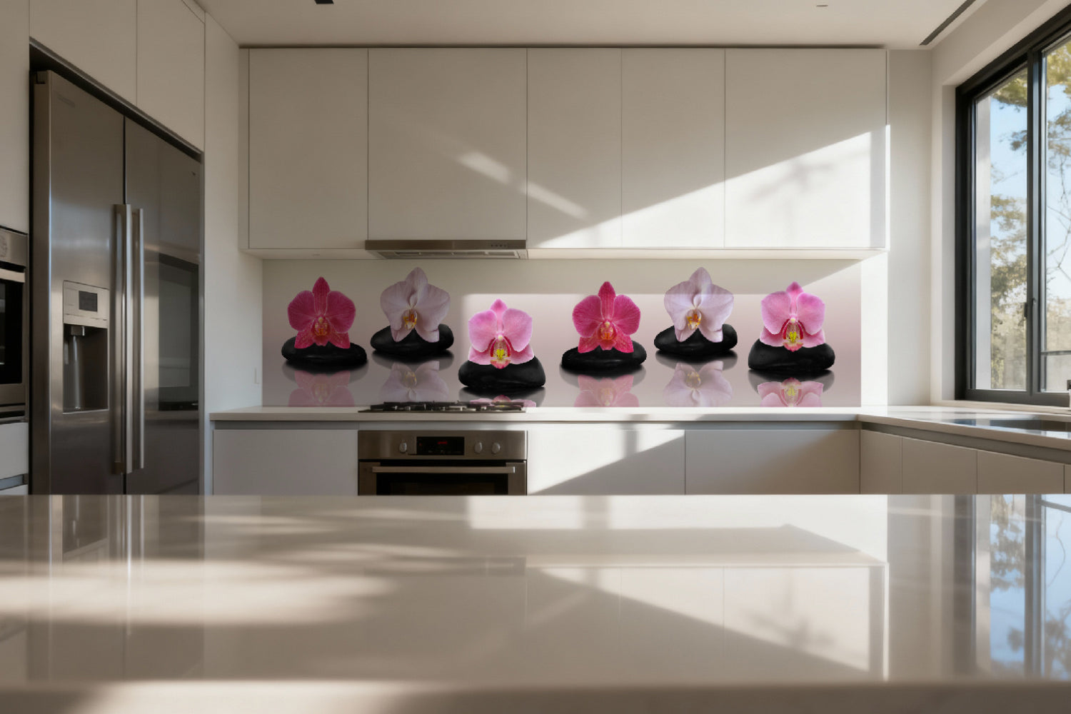 Küchenrückwand Orchideen Zen Stil