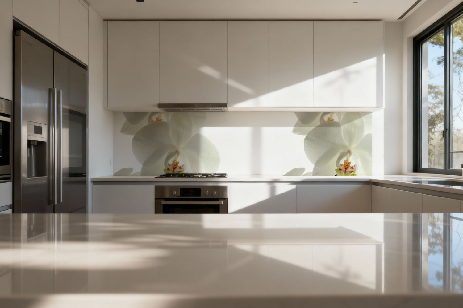 Küchenrückwand Weiße Orchideen Elegant