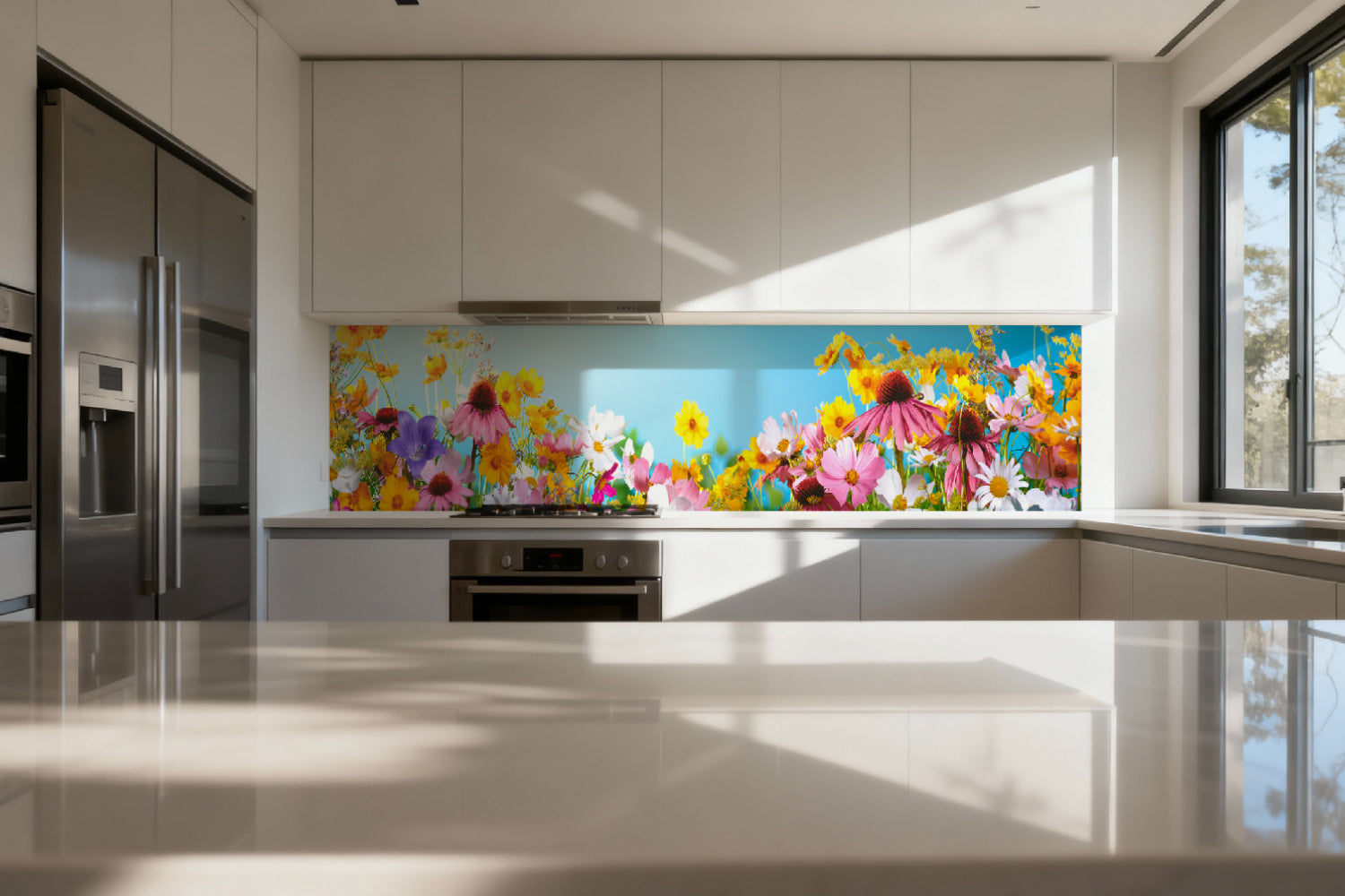 Küchenrückwand Bunte Blumenwiese Sommer
