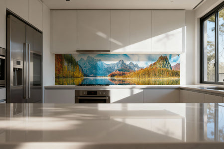 Küchenrückwand Alpenpanorama mit See