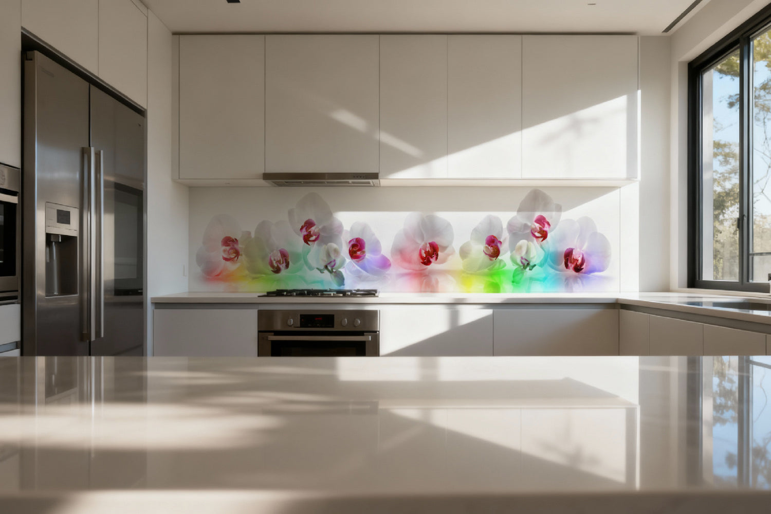 Küchenrückwand Weiße Orchideen