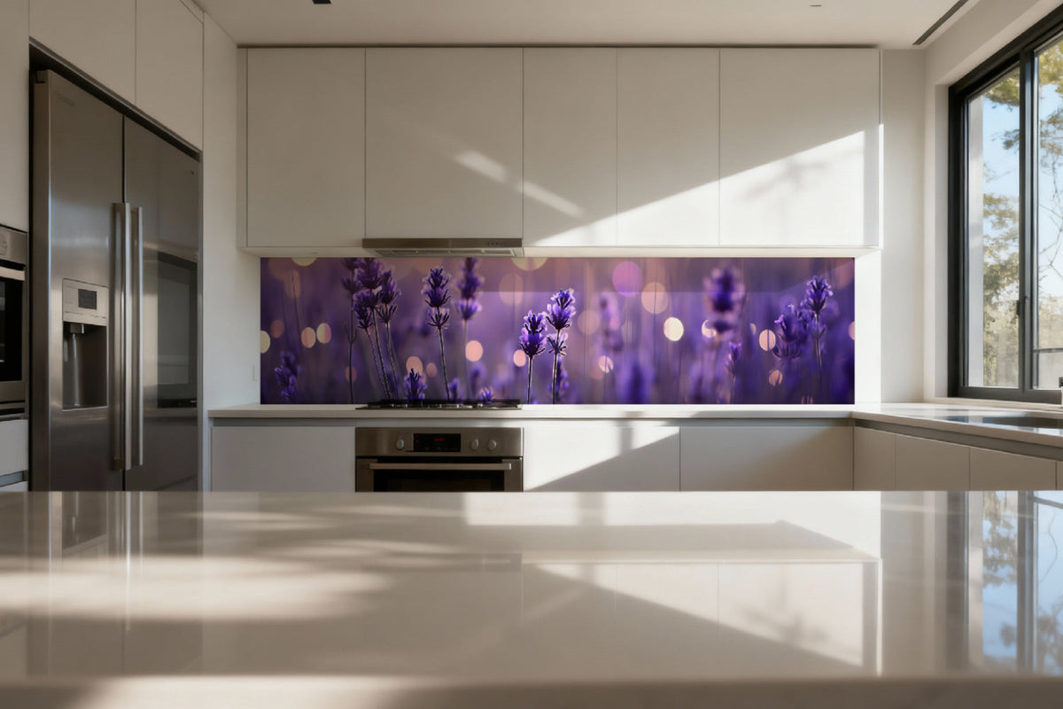 Küchenrückwand Lavendelblüten im Abendlicht