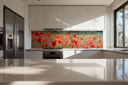 Küchenrückwand Rote Mohnblumenwiese