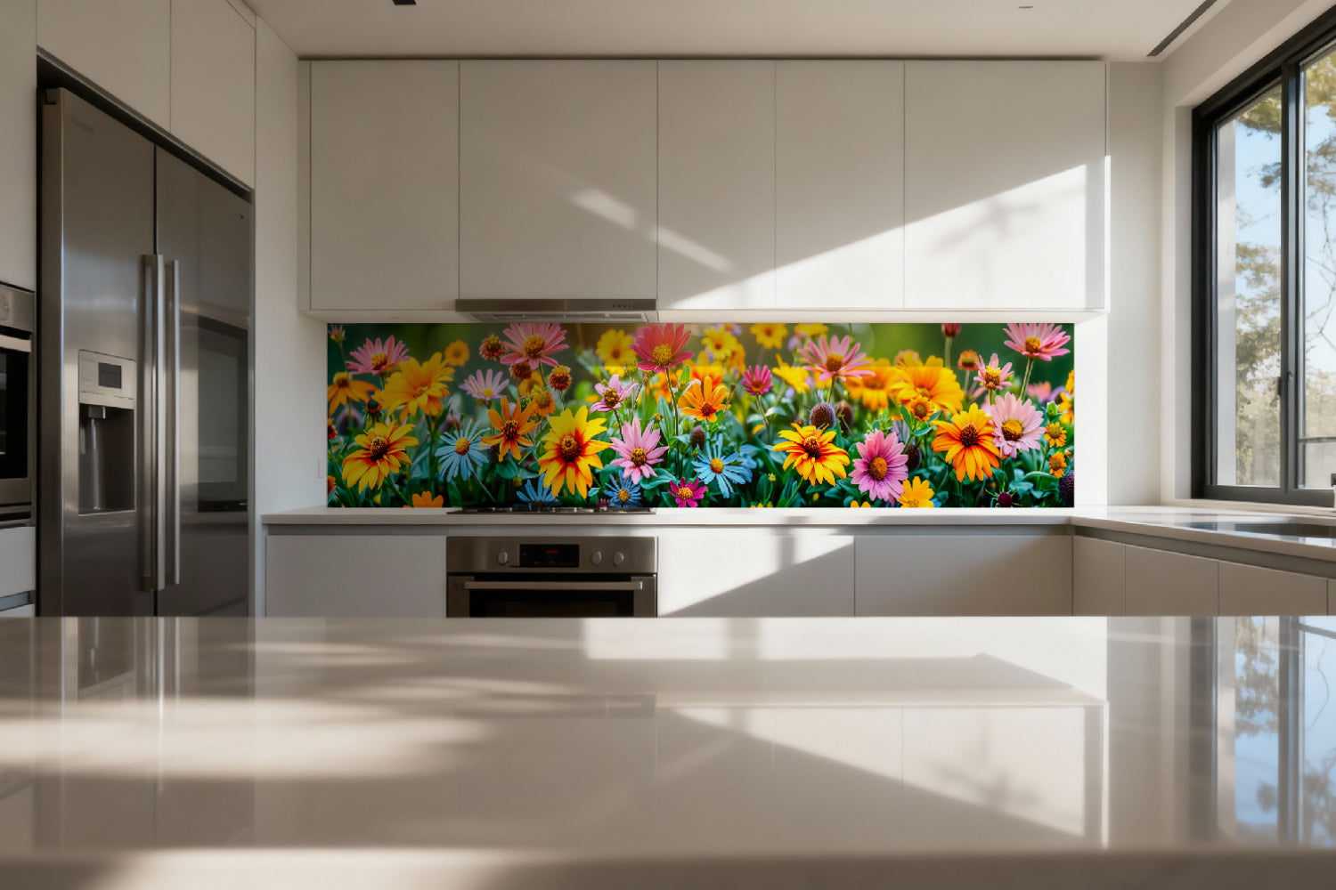 Küchenrückwand Bunte Blumenwiese