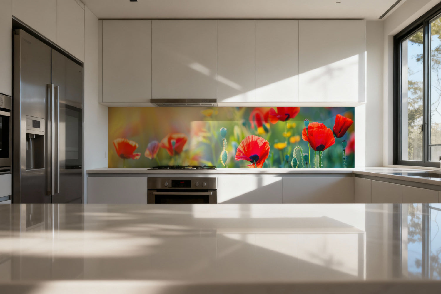 Küchenrückwand Mohnblumen im Sonnenlicht