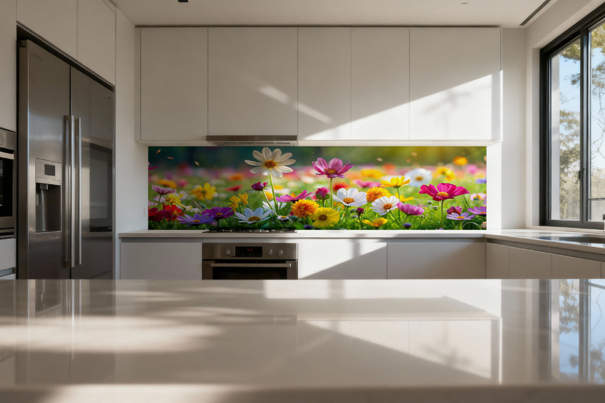 Küchenrückwand Bunte Frühlingswiese