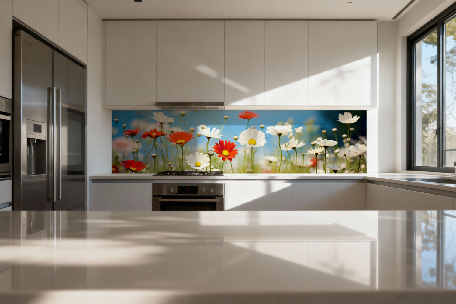 Küchenrückwand Margeriten und Gänseblümchen