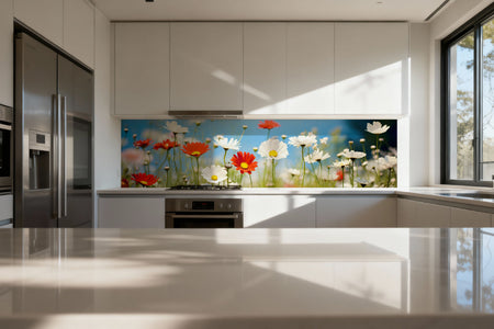 Küchenrückwand Margeriten und Gänseblümchen
