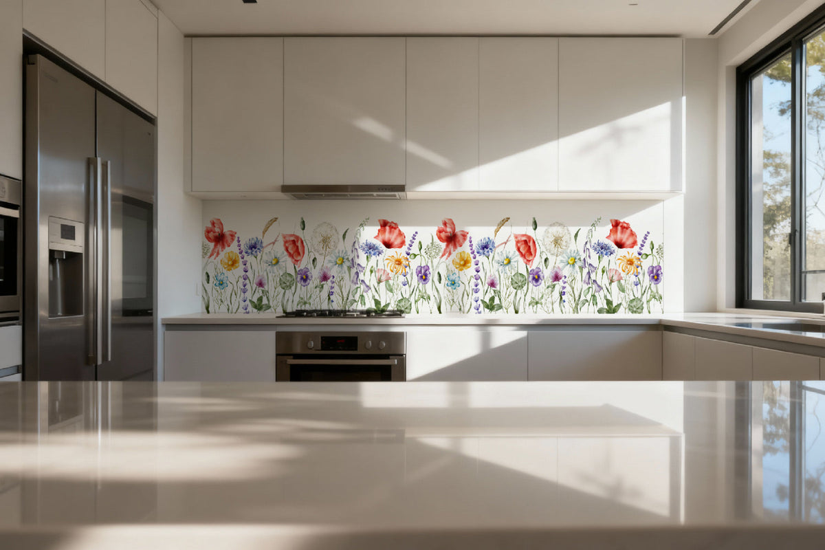 Küchenrückwand Blumen Aquarell