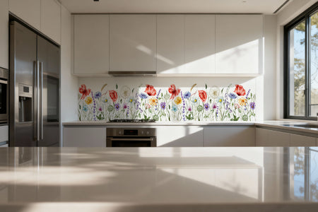 Küchenrückwand Blumen Aquarell